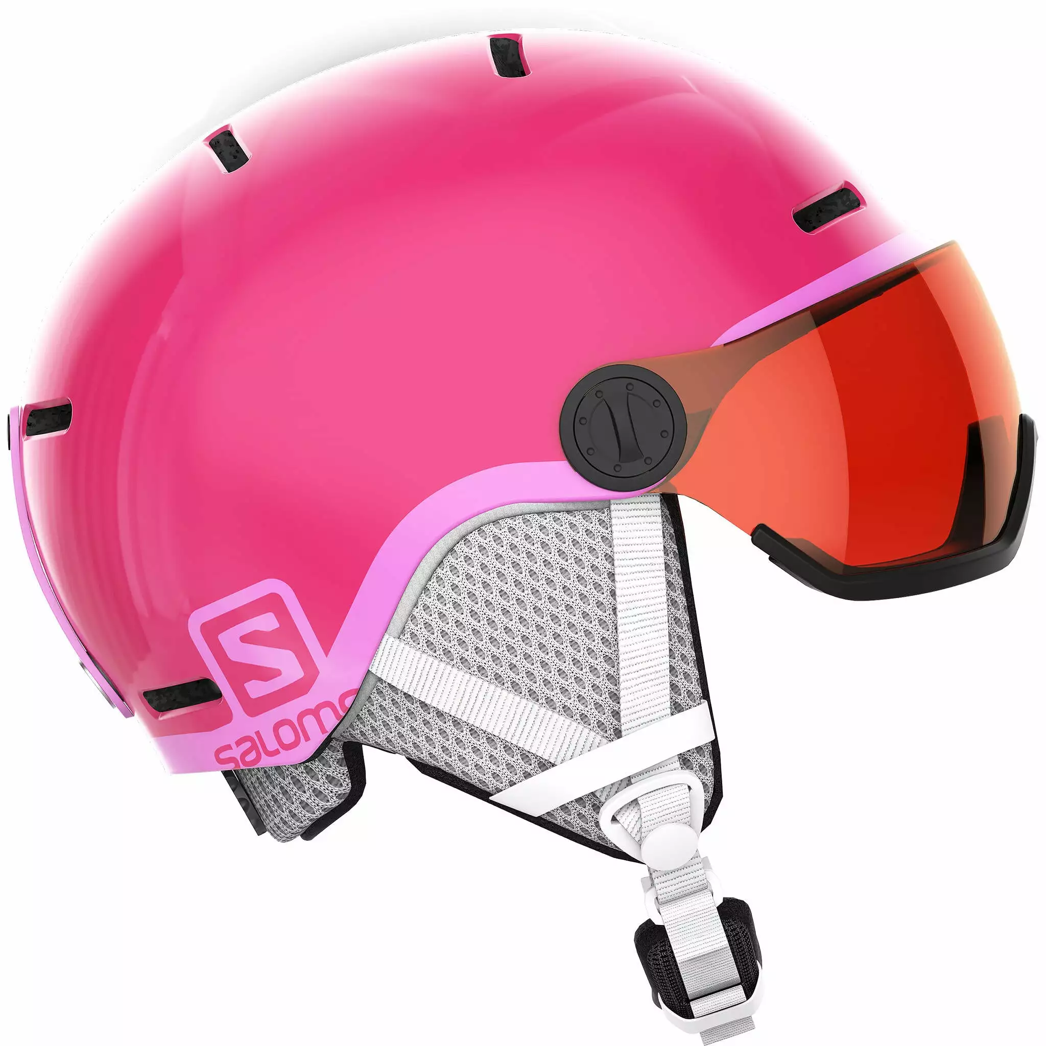 Salomon Grom Visor Youth Helmet - Glossy Pink 1 Salomon Grom Visor Youth Helmet - Glossy Pink