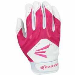 Easton HF3 Hyperskin Fastpitch Girl's Batting Gloves - White / Pink