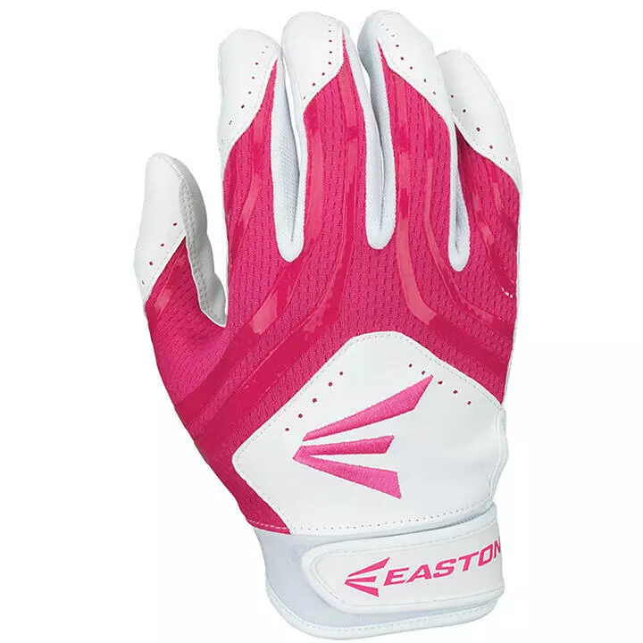 Easton HF3 Hyperskin Fastpitch Girl's Batting Gloves - White / Pink 1 Easton HF3 Hyperskin Fastpitch Girl's Batting Gloves - White / Pink