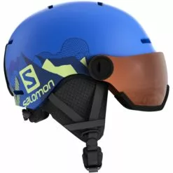 Salomon Grom Visor Youth Ski Helmet - Pop Blue Mat