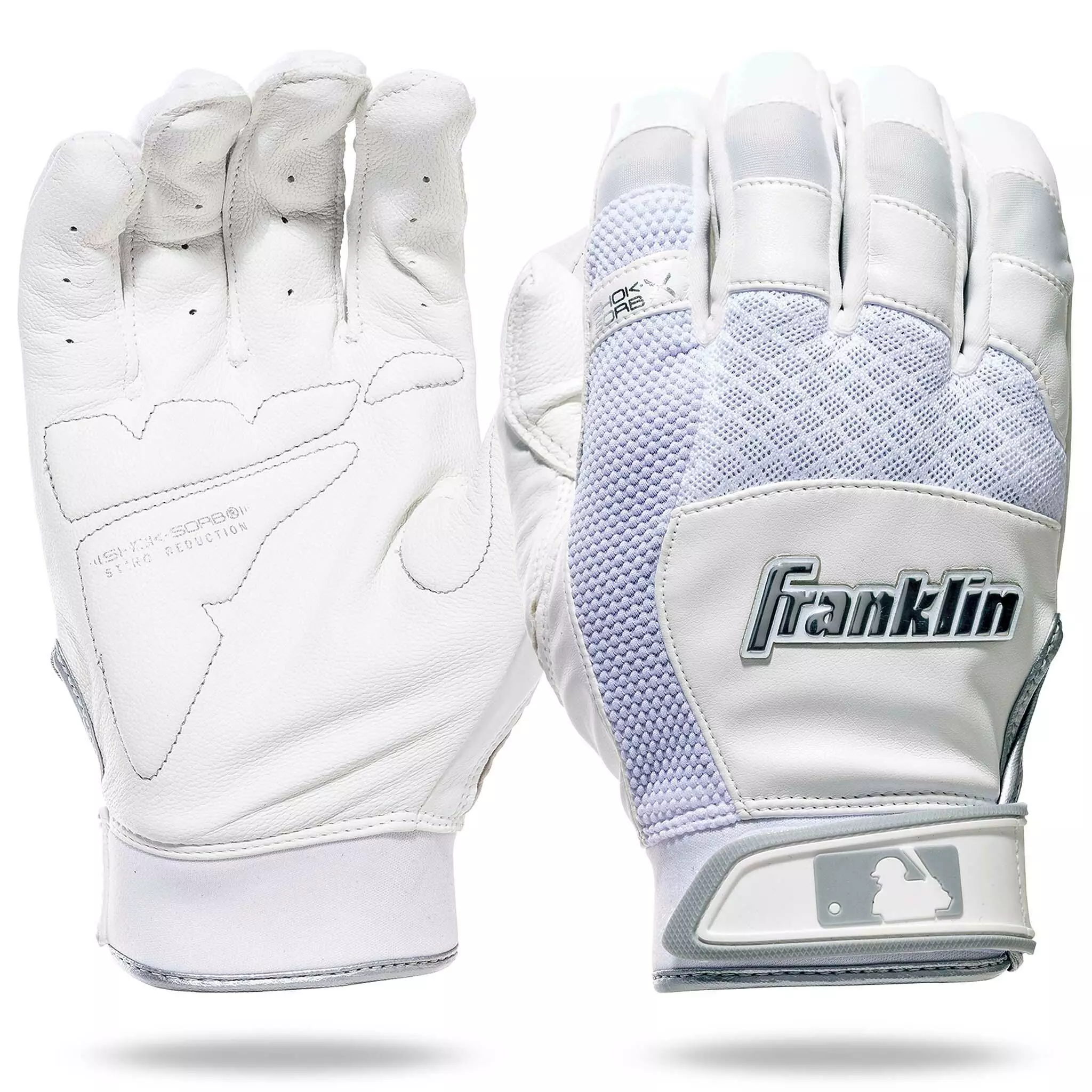 Franklin Shok-Sorb X Baseball Batting Gloves - White 1 Franklin Shok-Sorb X Baseball Batting Gloves - White